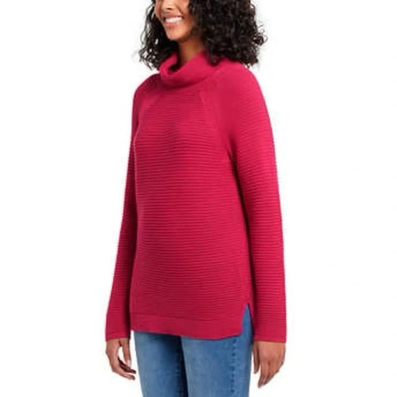 Kenneth Cole Reaction Pink Cotton Blend Neck Tunic Sweater Size M - Picture 3 of 6